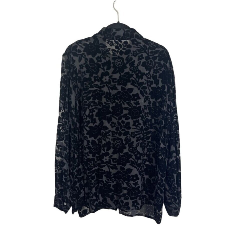 Suchada Burnout Floral Top M Black Preppy Western Boho Whimsigoth Classic 80s - Picture 10 of 11